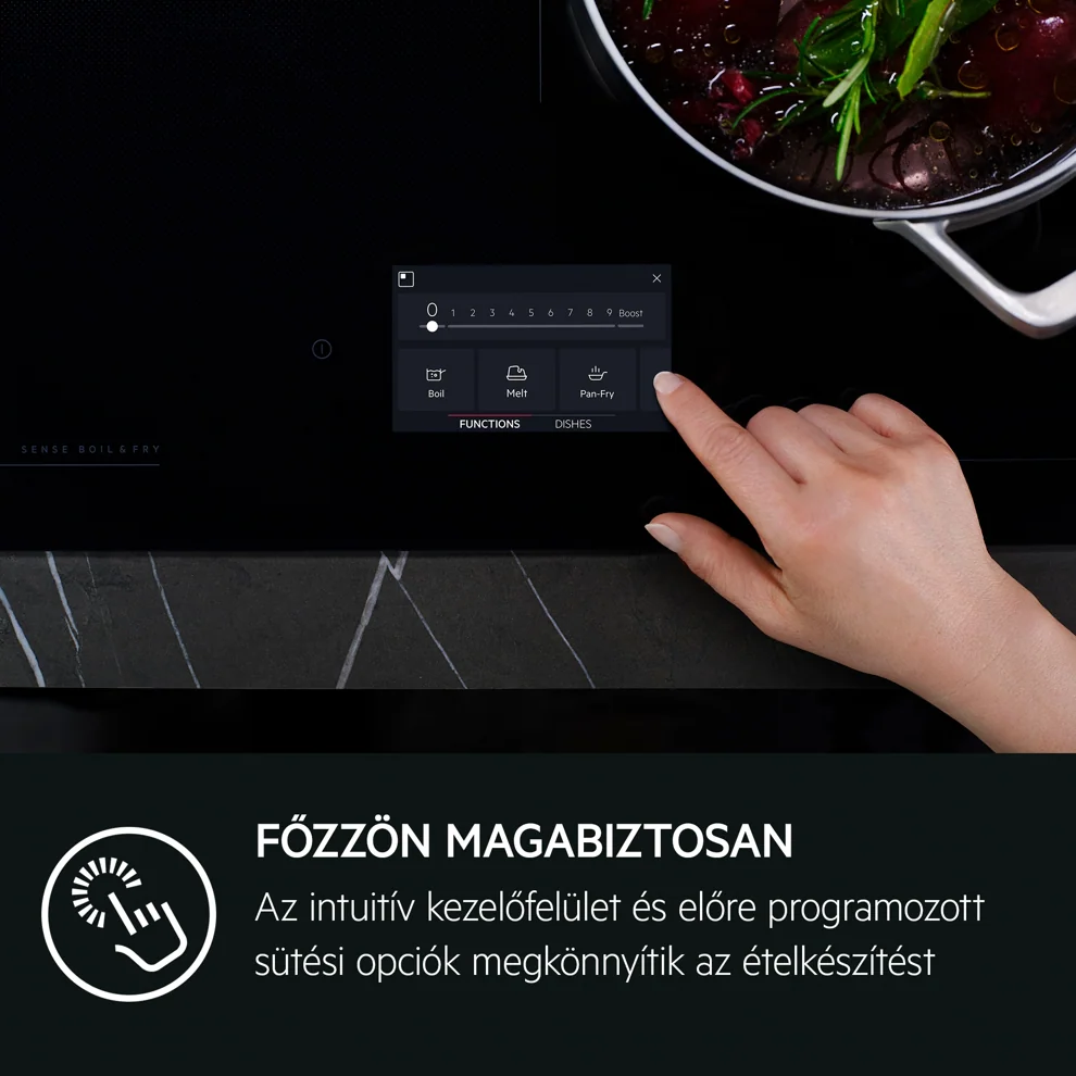Aeg TH85IM30FB Sense Boil & Fry 8000 Indukciós főzőlap, Hob2Hood, 80 cm kép 9