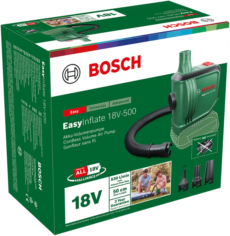 Bosch 0603947200 EasyInflate, akkus levegőkompresszor 18V-500 (akku és töltő nélkül) kép 5