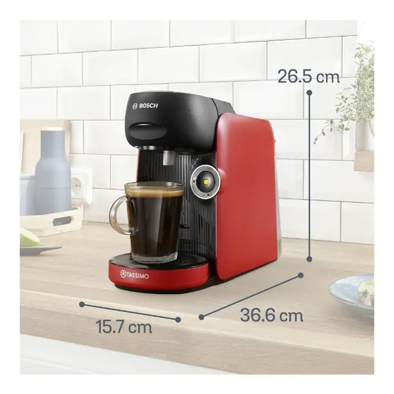 Bosch TAS16B3 Tassimo Finesse kapszulás kávéfőző (piros) kép 6