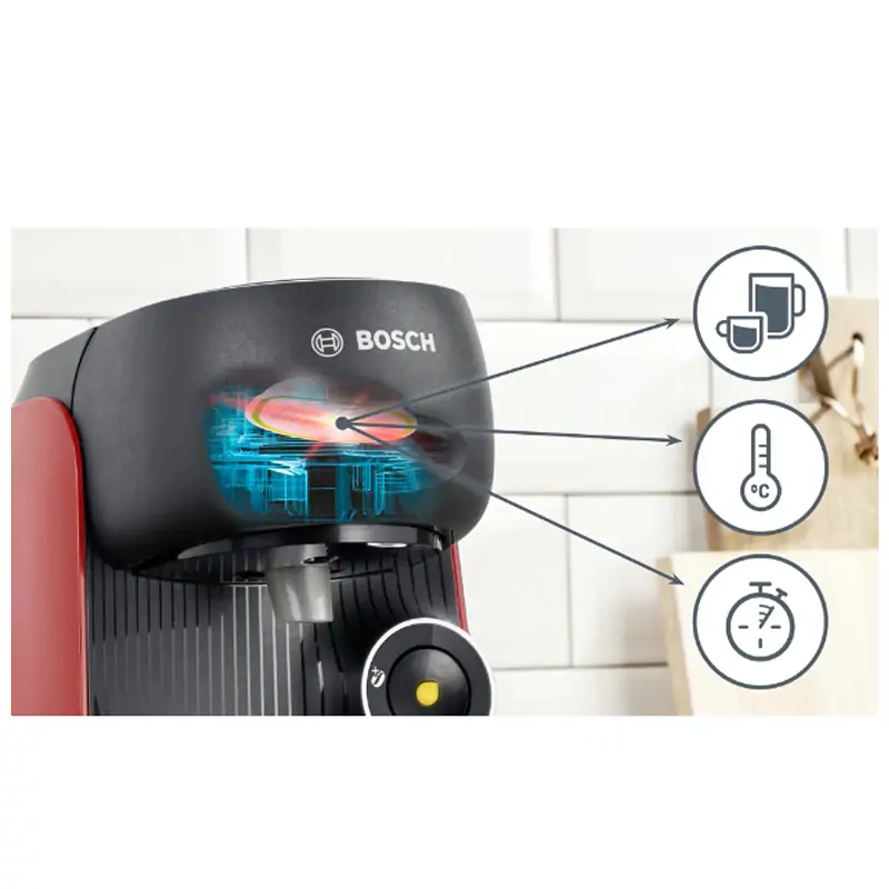 Bosch TAS16B3 Tassimo Finesse kapszulás kávéfőző (piros) kép 8