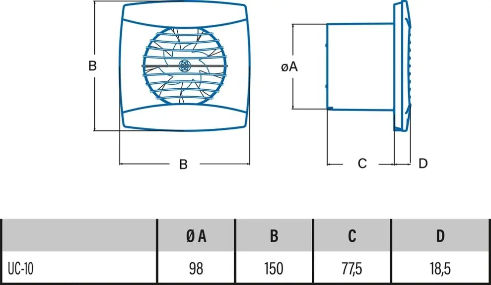 Cata UC-10 STD Fürdőszoba és mellékhelyiség szellőztető ventilátorok kép 2