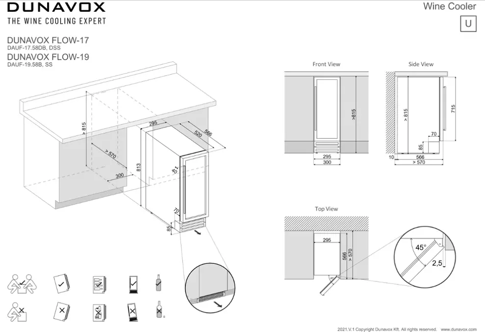 Dunavox DAUF-19.58SS beépíthető borhűtő kép 4