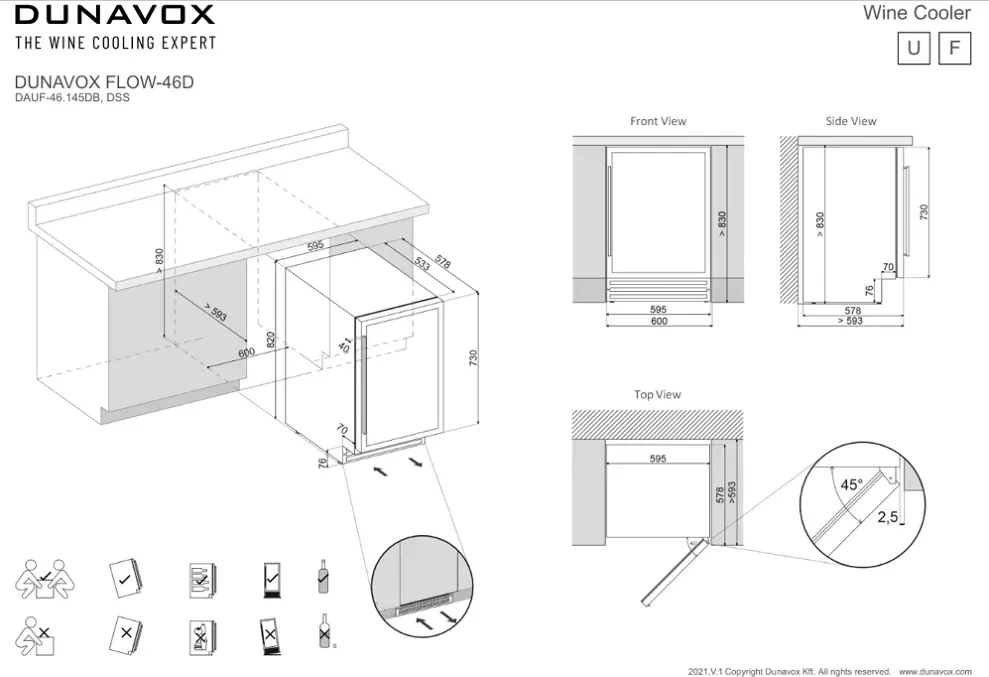 Dunavox DAUF-46.145DB beépíthető borhűtő kép 4
