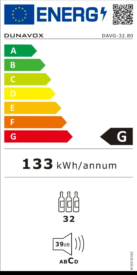 Dunavox DAVG-32.80DOP.TO beépíthető borhűtő kép 4