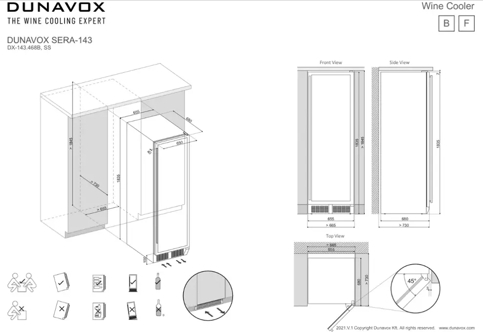 Dunavox DX-143.468SS SERA beépíthető borhűtő kép 3