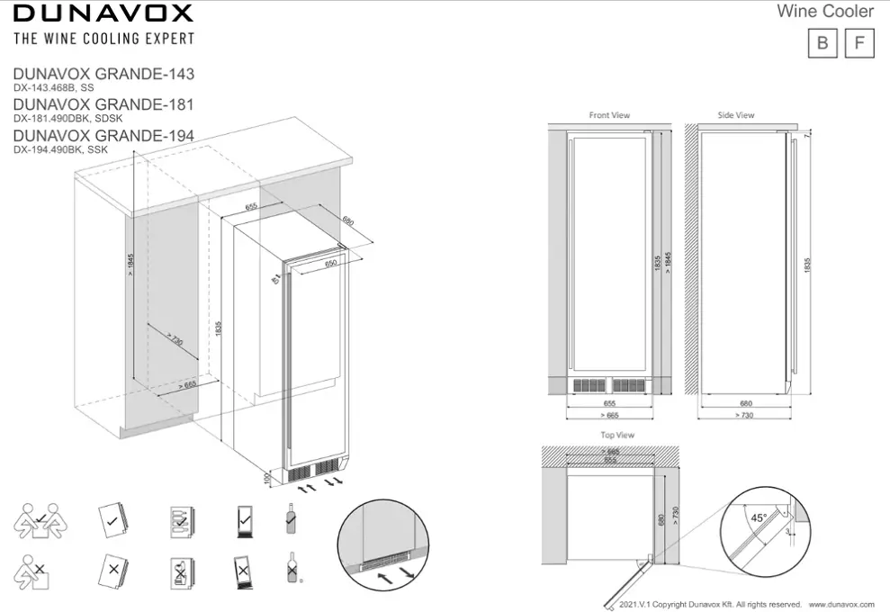 Dunavox DX-194.490BK beépíthető borhűtő kép 4