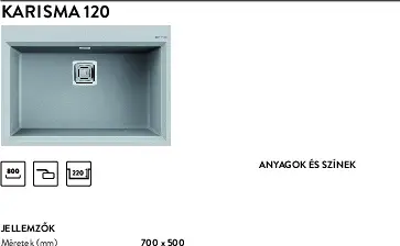 Elleci Karisma 120 G40 nero (LGK12040) Gránit mosogatótálcák kép 2
