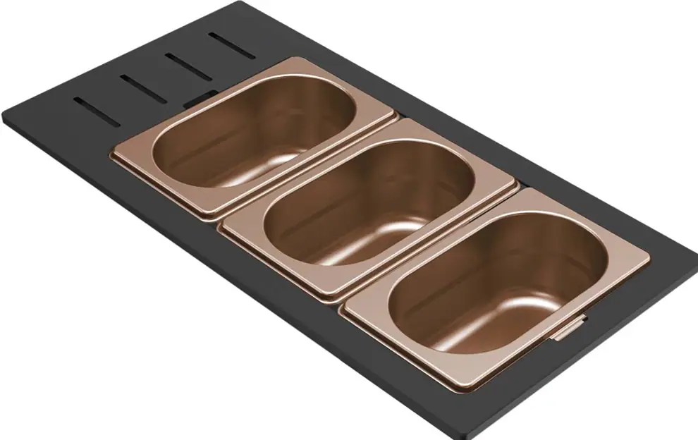 Elleci GOURMET 433 háromrészes bronz tároló edény HPL kerettel - ÚJ! Gyümölcsmosó kosarak Fő kép