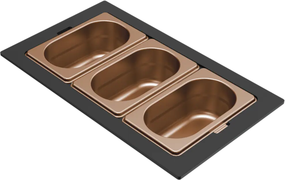Elleci GOURMET 378 háromrészes bronz tároló edény HPL kerettel Gyümölcsmosó kosarak Fő kép