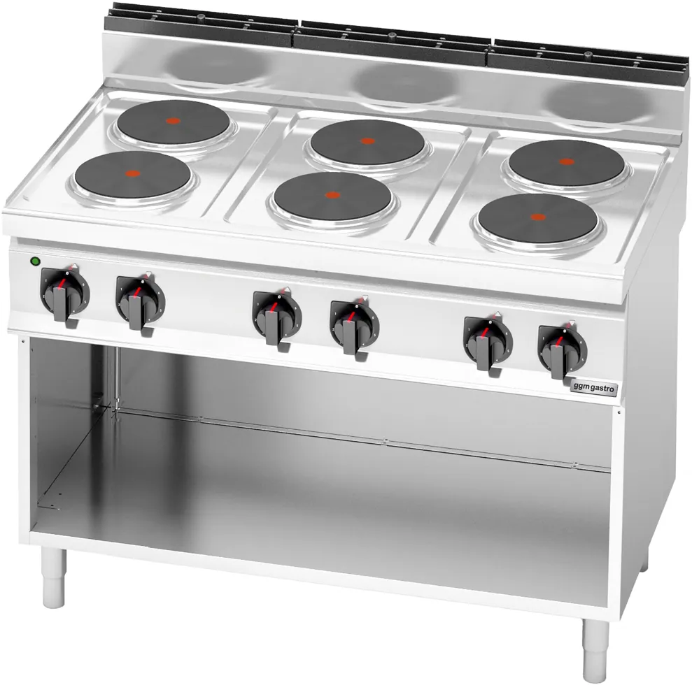 Ggm gastro EHB179E Ipari elektromos tűzhely - 700-as - összteljesítmény: 15,6 kW - 6 zónás - nyitott tárolórésszel - főzősorba illeszthető kép 3