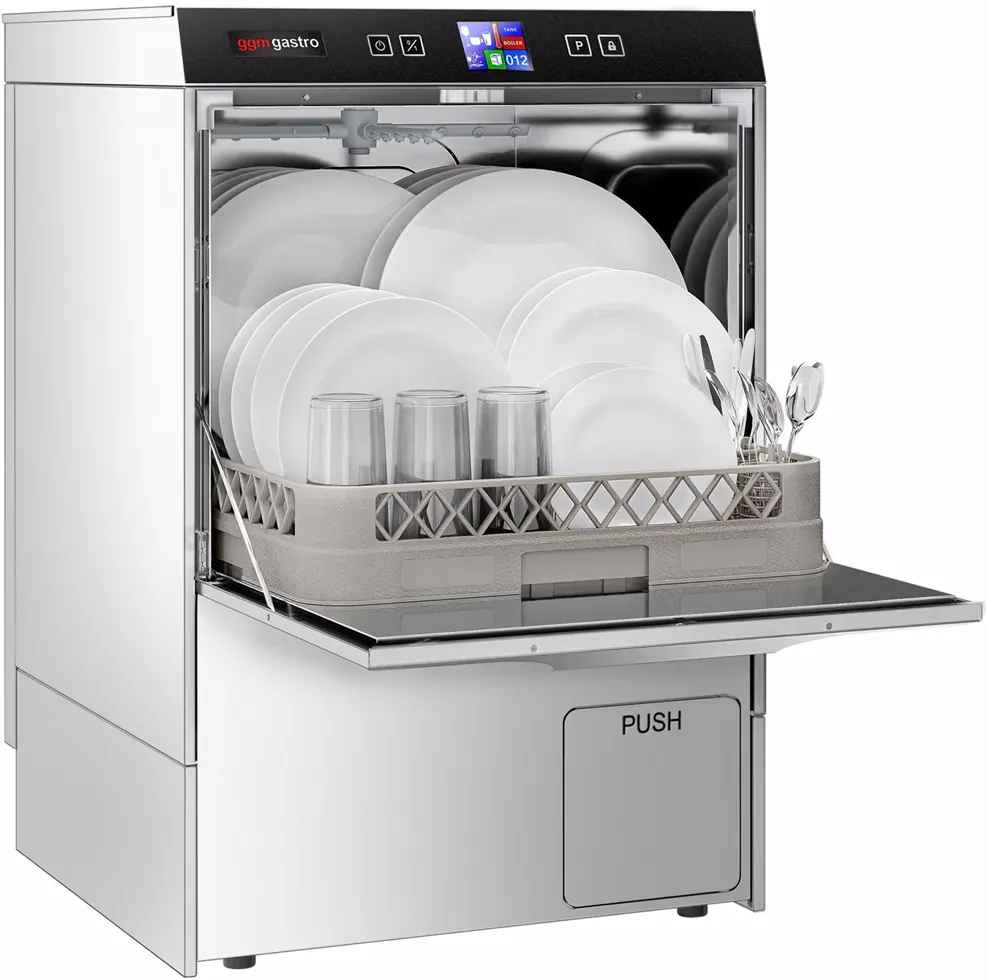Ggm gastro GE500ND Ipari mosogatógép - elektronikus vezérlés - 3,55 kW - beépített mosogatószer- és öblítőszer-adagolóval, leeresztő szivattyúval Fő kép