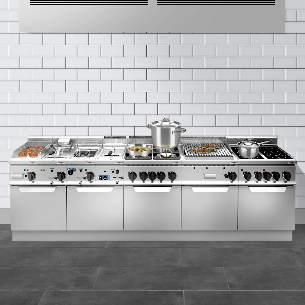 Ggm gastro GHB199H Ipari gáztűzhely - 900-as - összteljesítmény: 53,5 kW - 6 égős - nyitott tárolórésszel - főzősorba illeszthető kép 9