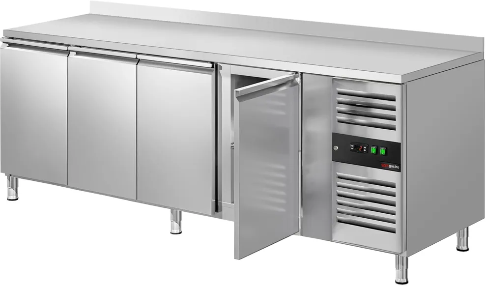 Ggm gastro KTS227AND Hűtött munkaasztal ECO - 2230x700 mm - GN 1/1 - 553 liter - ventilációs - 4 ajtóval - felhajtással kép 5