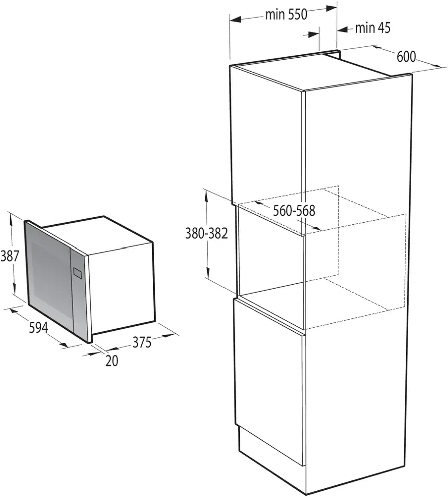Gorenje BMI251SG3BG beépíthető mikrohullámú sütő kép 9