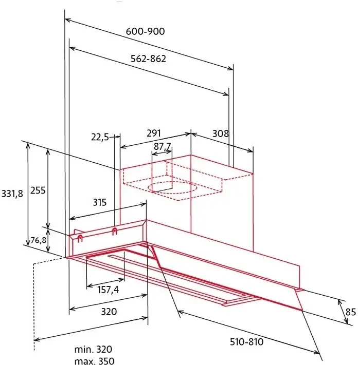 Nodor NorBreeze ECLIPSE 60 BK kürtőbe építhető páraelszívó kép 2