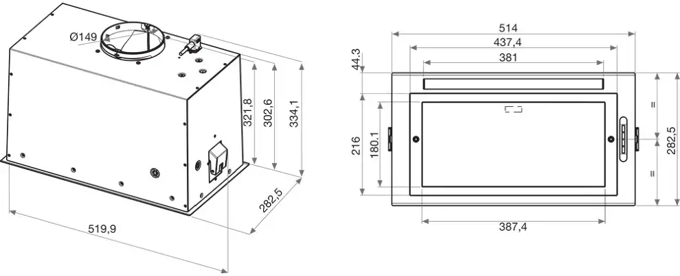 Whirlpool WCT3 63F LTX kürtőbe építhető páraelszívó kép 4